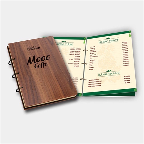 Bìa Menu gỗ khắc logo A4